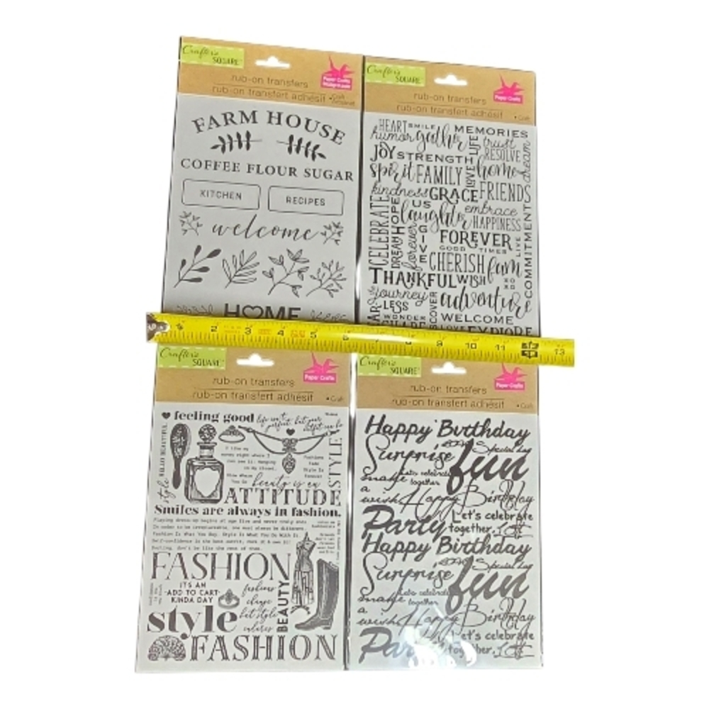 4 Pk Rub-On Transfer Sentiment & Script Set - Picture 2 of 6